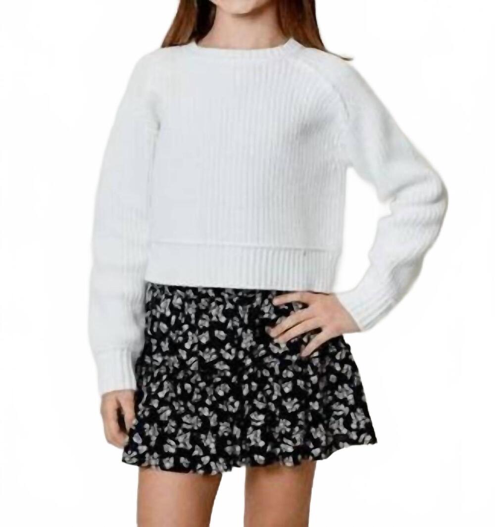 NEW DESIGN HISTORY girls boxy knit sweater in white